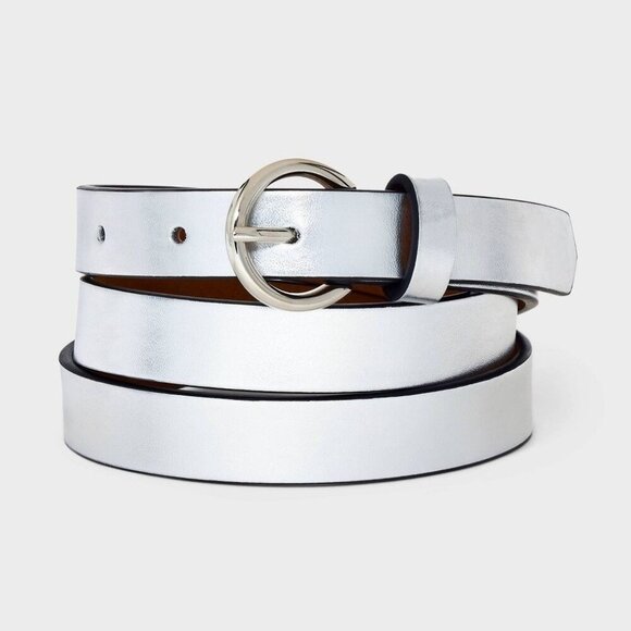 a New Day Women's Metallic Silver Belt - Size XS, NWT - Picture 1 of 13